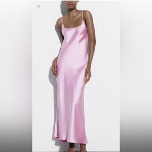 Zara SATIN EFFECT MIDI SLIP DRESS